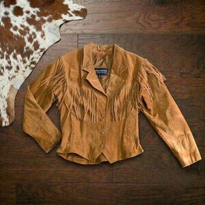 Vintage 1990s Wilsons Leather Genuine Suede Fringe Jacket